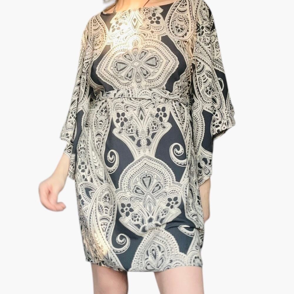 Ark & Co womens small black & white bohemian shift dress - Picture 4 of 11